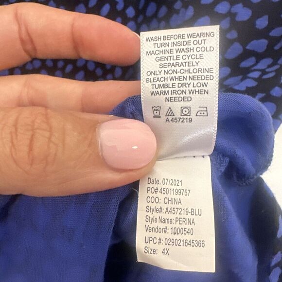 LOGO Lori Goldstein Perina Spotted Printed Tee T-Shirt Plus Size 4X Blue S/S - Picture 7 of 8